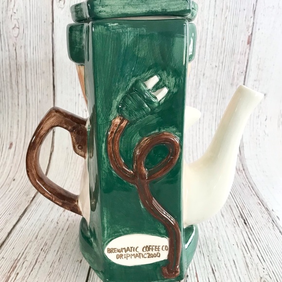 Vintage 1995 Cardinal Inc. Hand Painted Collectors Coffee Pot with Mini … - Picture 4 of 12